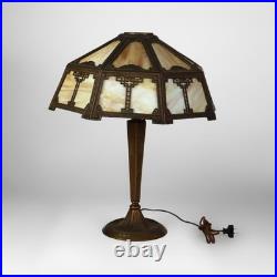 Antique Arts & Crafts Slag Glass Lamp C1910