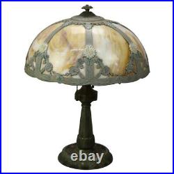 Antique Arts & Crafts Slag Glass Table Lamp, Bradley & Hubbard School, c1920