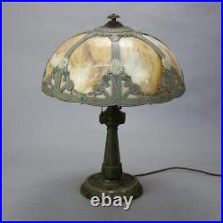 Antique Arts & Crafts Slag Glass Table Lamp, Bradley & Hubbard School, c1920