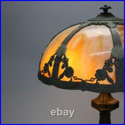 Antique Arts & Crafts Slag Glass Table Lamp, Bradley & Hubbard School, c1920