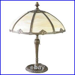 Antique Arts & Crafts Slag Glass Table Lamp Circa 1920