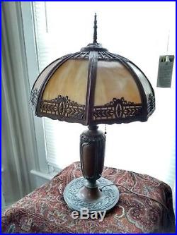 Antique Arts & Crafts Slag Table Lamp