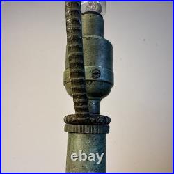 Antique Arts & Crafts Tree Overlay Slag Glass Boudoir Lamp
