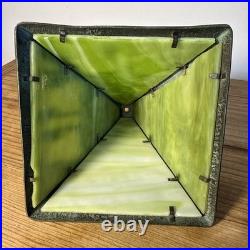 Antique Arts & Crafts Tree Overlay Slag Glass Boudoir Lamp
