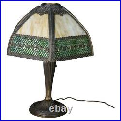 Antique Arts & Crafts Two-Tone Slag Glass Lamp, circa 1910