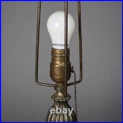 Antique Arts & Crafts Two-Tone Slag Glass Lamp, circa 1910