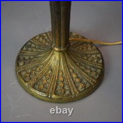Antique Arts & Crafts Two-Tone Slag Glass Table Lamp, Scenic with Church, c1920 Antique Arts & Crafts Two-Tone Slag Glass Table Lamp, Scenic with Church, c1920