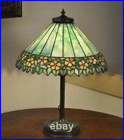 Antique Arts & Crafts Unique Leaded Lamp Periwinkle Slag Glass Lamp