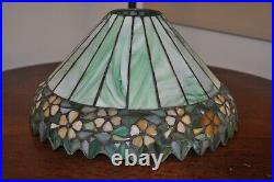 Antique Arts & Crafts Unique Leaded Lamp Periwinkle Slag Glass Lamp