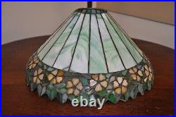 Antique Arts & Crafts Unique Leaded Lamp Periwinkle Slag Glass Lamp