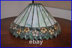 Antique Arts & Crafts Unique Leaded Lamp Periwinkle Slag Glass Lamp