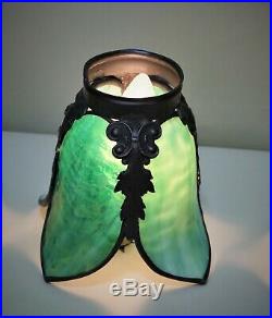 Antique Arts & Crafts, Victorian, Art Nouveau Slag Glass Lamp Shades, Chandelier