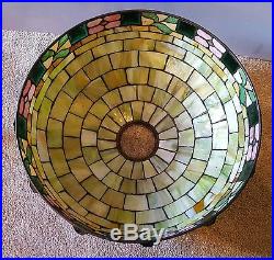 Antique Arts & Crafts Wilkinson Leaded Slag Stained Art Chunk Jewell Glass Lamp