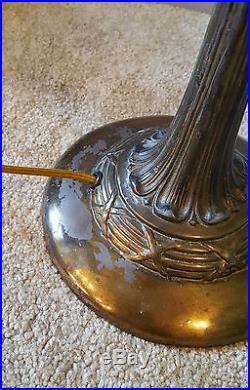 Antique Arts & Crafts Wilkinson Leaded Slag Stained Art Chunk Jewell Glass Lamp