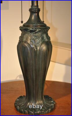 Antique Arts and Crafts Bradley Hubbard Ginkgo Leaf Slag Glass Lamp Handel Style