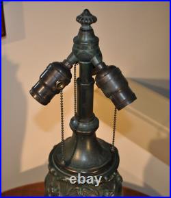 Antique Arts and Crafts Bradley Hubbard Ginkgo Leaf Slag Glass Lamp Handel Style
