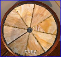 Antique Arts and Crafts Bradley Hubbard Ginkgo Leaf Slag Glass Lamp Handel Style