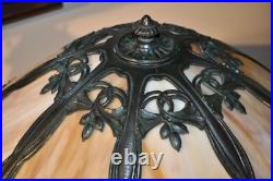 Antique Arts and Crafts Bradley Hubbard Ginkgo Leaf Slag Glass Lamp Handel Style