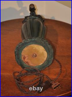 Antique Arts and Crafts Bradley Hubbard Ginkgo Leaf Slag Glass Lamp Handel Style