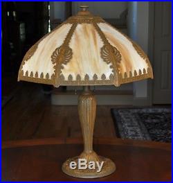 Antique Arts and Crafts Rainaud Slag glass Lamp Art Nouveau