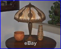 Antique Arts and Crafts Rainaud Slag glass Lamp Art Nouveau