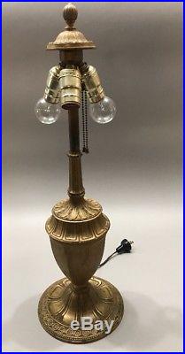 Antique Arts and Crafts Slag Glass Table Lamp
