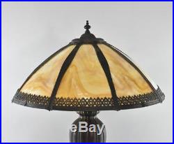 Antique Arts and Crafts Style Carmel Slag Glass Lamp