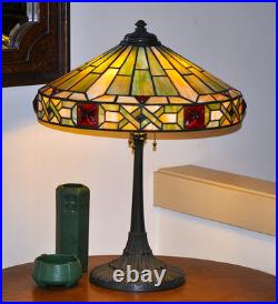 Antique Arts and Crafts Wilkinson Lamp Jeweled Leaded Lamp