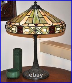 Antique Arts and Crafts Wilkinson Lamp Jeweled Leaded Lamp