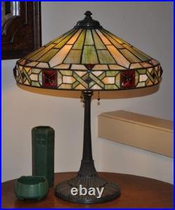 Antique Arts and Crafts Wilkinson Lamp Jeweled Leaded Lamp