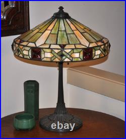 Antique Arts and Crafts Wilkinson Lamp Jeweled Leaded Lamp Antique Arts and Crafts Wilkinson Lamp Jeweled Leaded Lamp