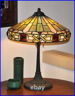 Antique Arts and Crafts Wilkinson Lamp Jeweled Leaded Lamp