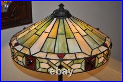 Antique Arts and Crafts Wilkinson Lamp Jeweled Leaded Lamp