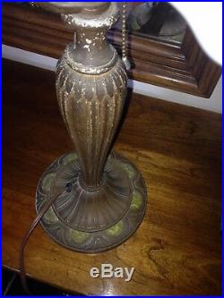 Antique Arts and Crafts yellow daisies A&R Raunaud Slag Glass LAMP Art Nouveau