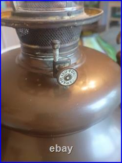 Antique BRADLEY & HUBBARD Oil Lamp Slag Glass DRAGON GRIFFIN Electrified C1900