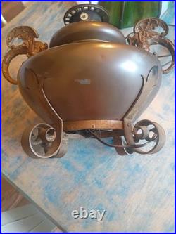 Antique BRADLEY & HUBBARD Oil Lamp Slag Glass DRAGON GRIFFIN Electrified C1900