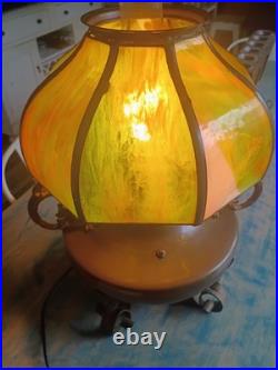 Antique BRADLEY & HUBBARD Oil Lamp Slag Glass DRAGON GRIFFIN Electrified C1900