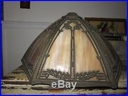 Antique BRADLEY & HUBBARD SLAG GLASS LAMP shade ARTS CRAFTS