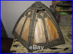 Antique BRADLEY & HUBBARD SLAG GLASS LAMP shade ARTS CRAFTS