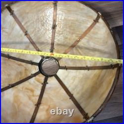 Antique BUTTERFLY Filigree 8-Panel Slag Glass Metal Lamp Edward Miller & Co, NH
