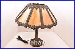 Antique B & H Bradley & Hubbard Lamp Rare 10 Panel Slag Glass Handel Era