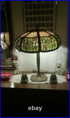 Antique B&h Slag Glass Electric Table Lamp