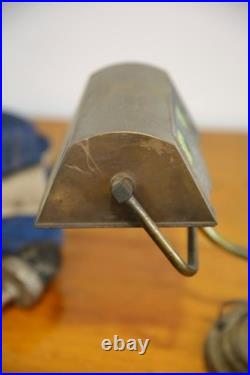 Antique Bankers lamp Brass Desk Light Vintage Art Nouveau Deco Slag Glass