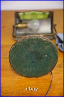 Antique Bankers lamp Brass Desk Light Vintage Art Nouveau Deco Slag Glass