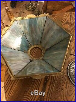 Antique Beautiful Blue Slag Glass Lamp