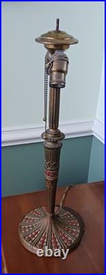Antique Bent Glass Slag Shade and Brass Base Lamp 24 Tall Antique Bent Glass Slag Shade and Brass Base Lamp 24 Tall