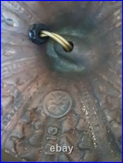 Antique Bent Glass Slag Shade and Brass Base Lamp 24 Tall