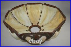 Antique Bent Panel Slag Glass Table Lamp Shade 18