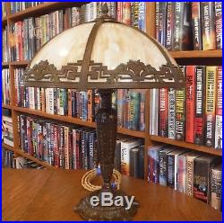 Antique Bent Slag Glass Lamp Bradley & Hubbard Miller Handel Empire Styles