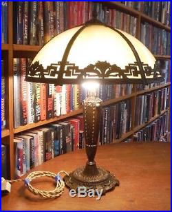 Antique Bent Slag Glass Lamp Bradley & Hubbard Miller Handel Empire Styles